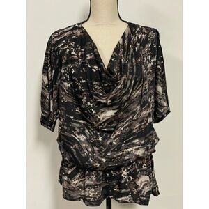 Daisy Fuentes Short Sleeve Chiffon Scoop-Neck Blouse Size XL